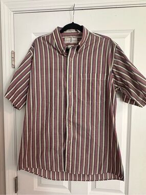 Vintage Men’s L 90s River Trader Striped Short Sleeve Button-Up Shirt